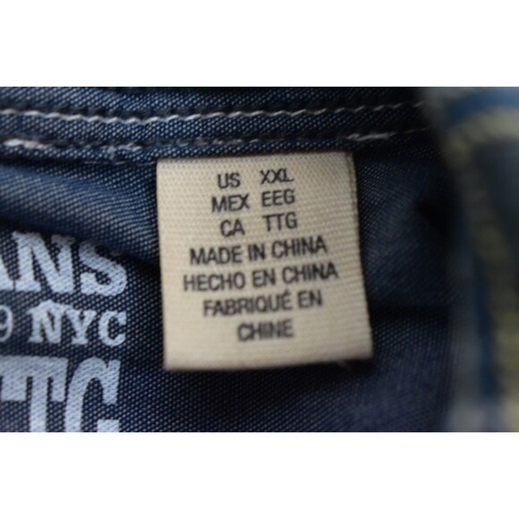 DKNY JEANS Men’s Flannel Button Down Casual Shirt 2XL Roll Up Long Sleeves Gray - Picture 9 of 12